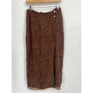 Casual Corner Paisley Skirt - Brown and Black